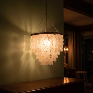 Driftwood and capiz shell lamp
